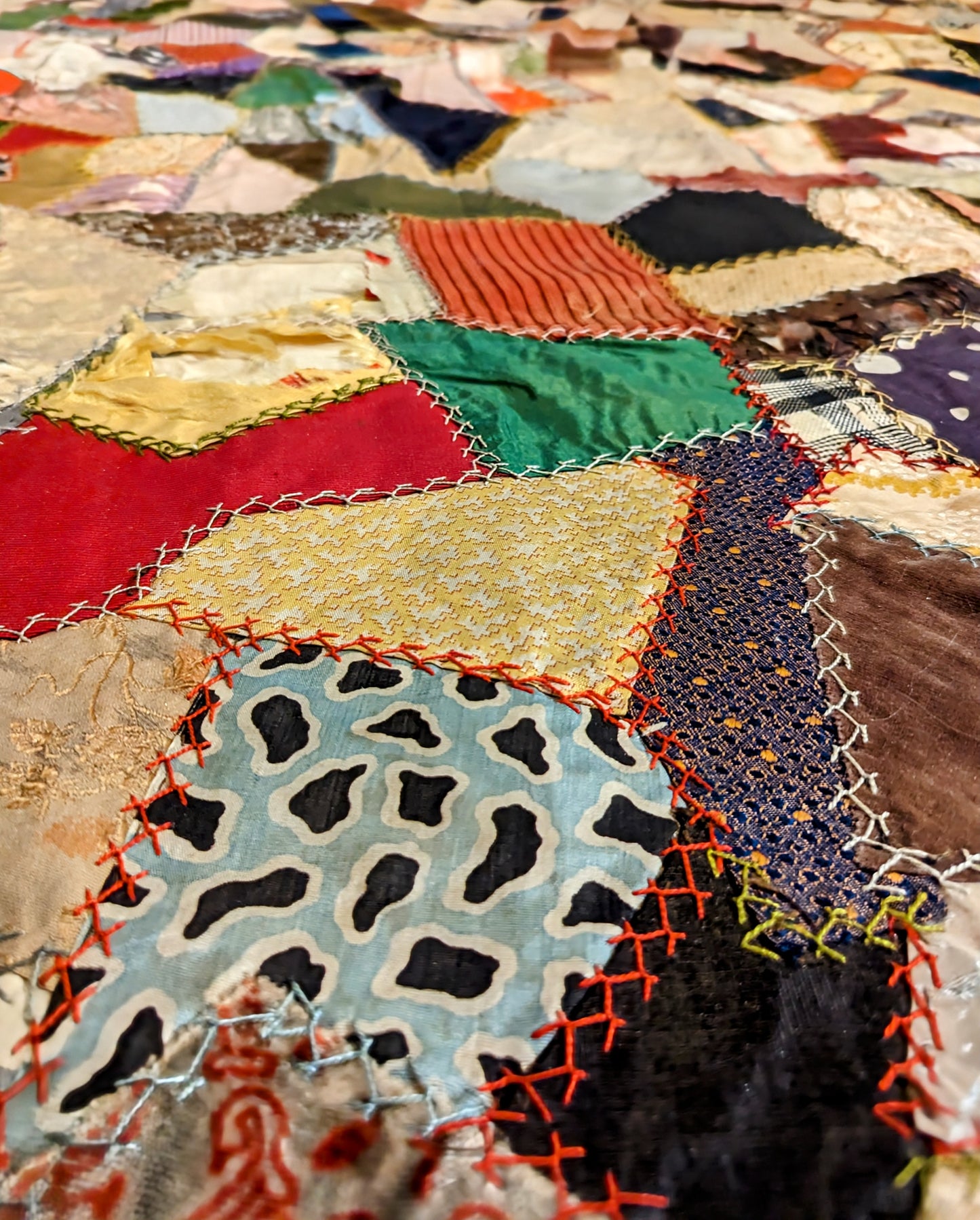 Very rare Victorian crazy pattern patchwork throw