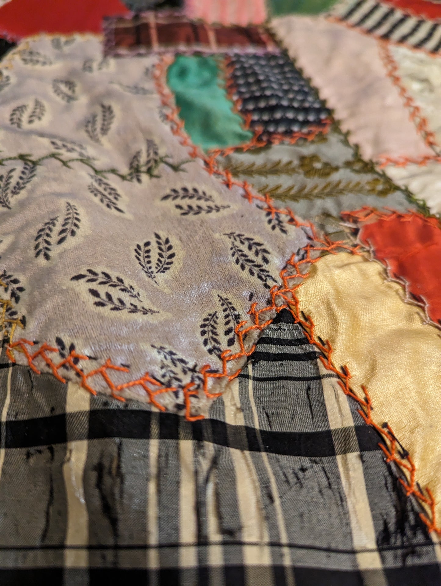 Very rare Victorian crazy pattern patchwork throw